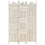 Cloison de séparation 3 panneaux Blanc 120x165 cm Bois manguier – Image 6