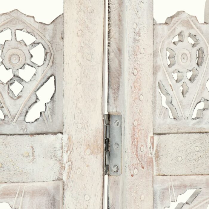 Cloison de séparation 5 panneaux Blanc 200x165 cm Bois manguier – Image 3