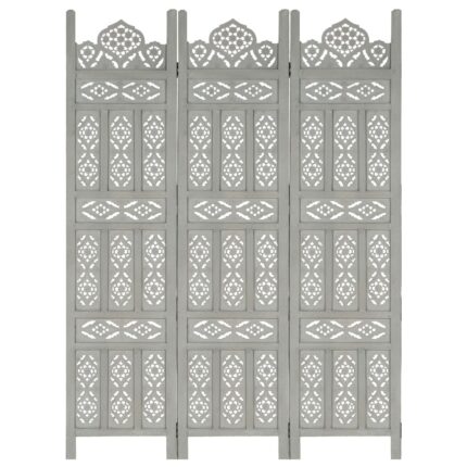 Cloison de séparation 3 panneaux Gris 120x165 cm Bois manguier