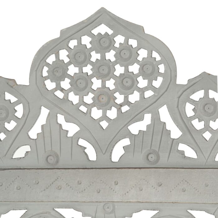 Cloison de séparation 4 panneaux Gris 160x165 cm Bois manguier – Image 2