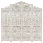 Cloison de séparation 4 panneaux Blanc 160x165 cm Bois manguier