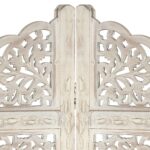 Cloison de séparation 4 panneaux Blanc 160x165 cm Bois manguier – Image 2