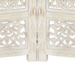 Cloison de séparation 4 panneaux Blanc 160x165 cm Bois manguier – Image 3