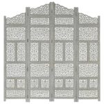 Cloison de séparation 4 panneaux Gris 160x165 cm Bois manguier