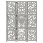 Cloison de séparation 3 panneaux Gris 120x165 cm Bois manguier – Image 4
