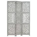 Cloison de séparation 3 panneaux Gris 120x165 cm Bois manguier – Image 5
