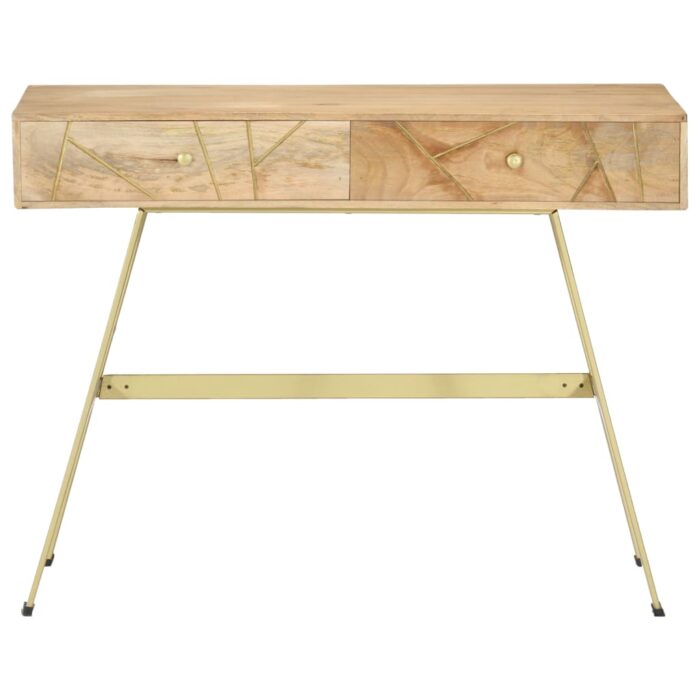 Bureau avec tiroirs 100x55x75 cm bois solide de manguier – Image 2