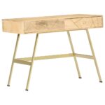 Bureau avec tiroirs 100x55x75 cm bois solide de manguier – Image 7