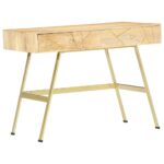 Bureau avec tiroirs 100x55x75 cm bois solide de manguier – Image 8