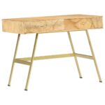 Bureau avec tiroirs 100x55x75 cm bois solide de manguier – Image 9
