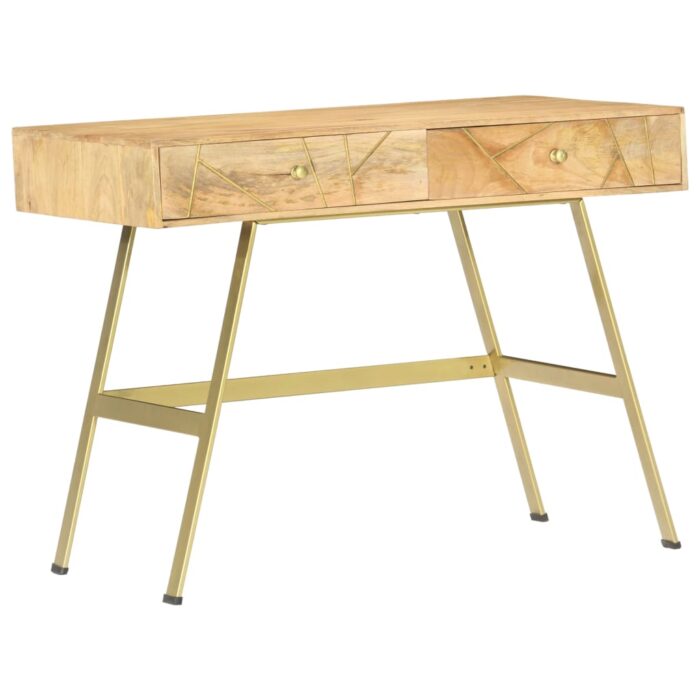 Bureau avec tiroirs 100x55x75 cm bois solide de manguier – Image 9
