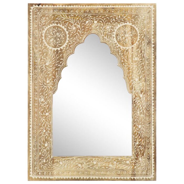 Miroir peint à la main 40x55 cm Bois de manguier solide – Image 1