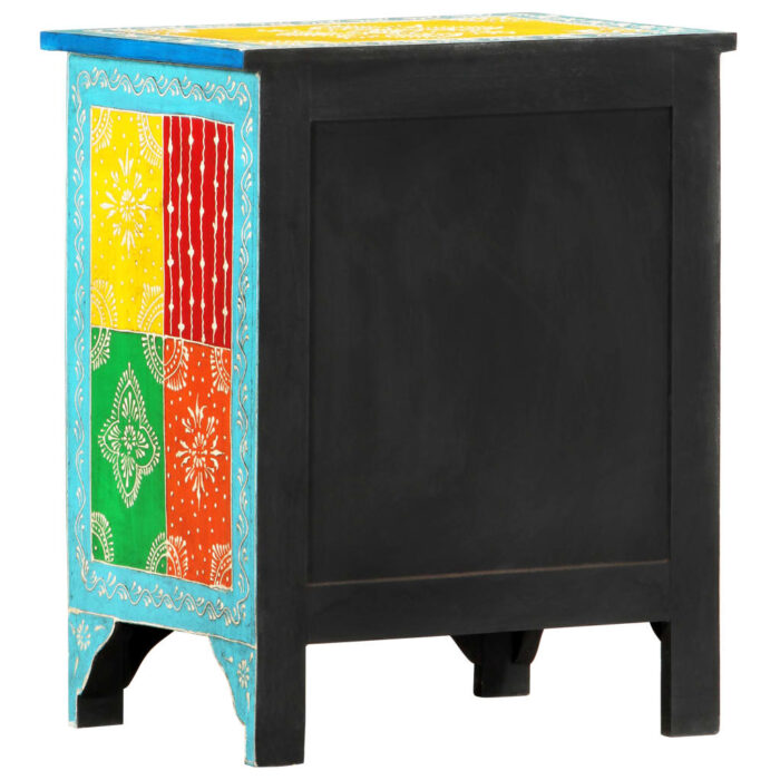 Table de chevet peinte à la main 40x30x50 cm Bois de manguier – Image 5
