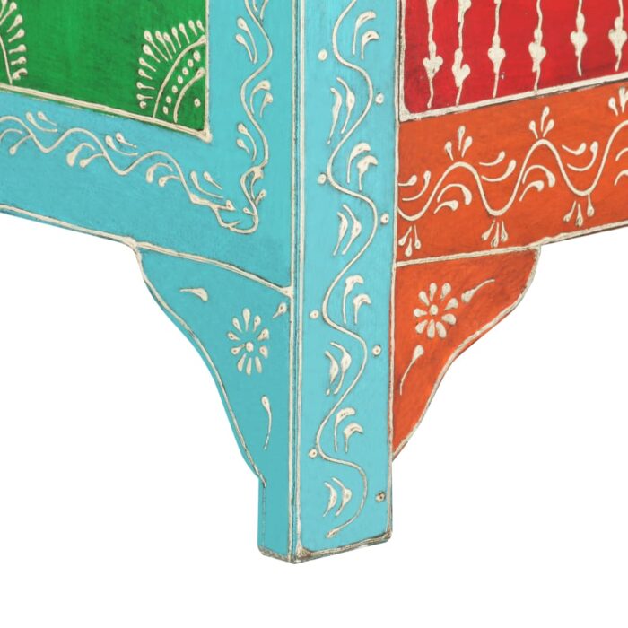 Table de chevet peinte à la main 40x30x50 cm Bois de manguier – Image 6