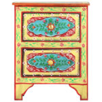 Table de chevet peinte à la main 40x30x50 cm Bois de manguier – Image 3