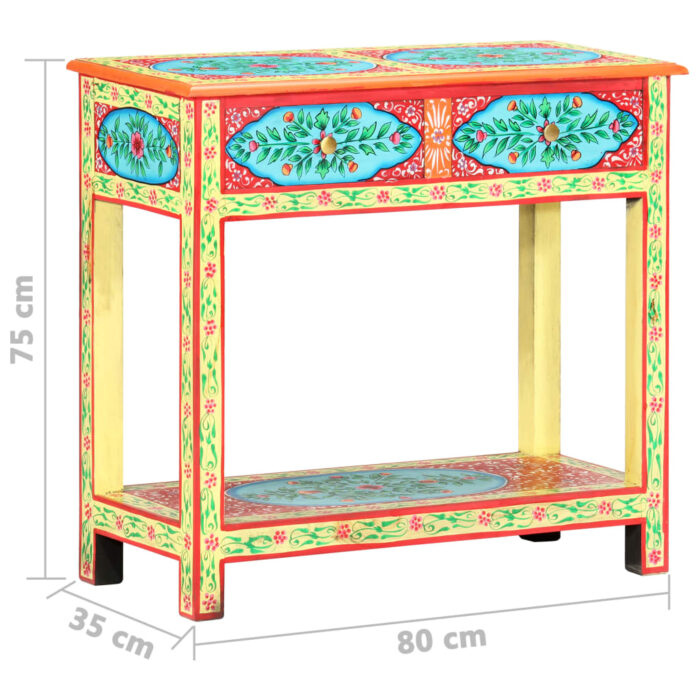 Table console peinte à la main 80x35x75 cm Bois de manguier – Image 7