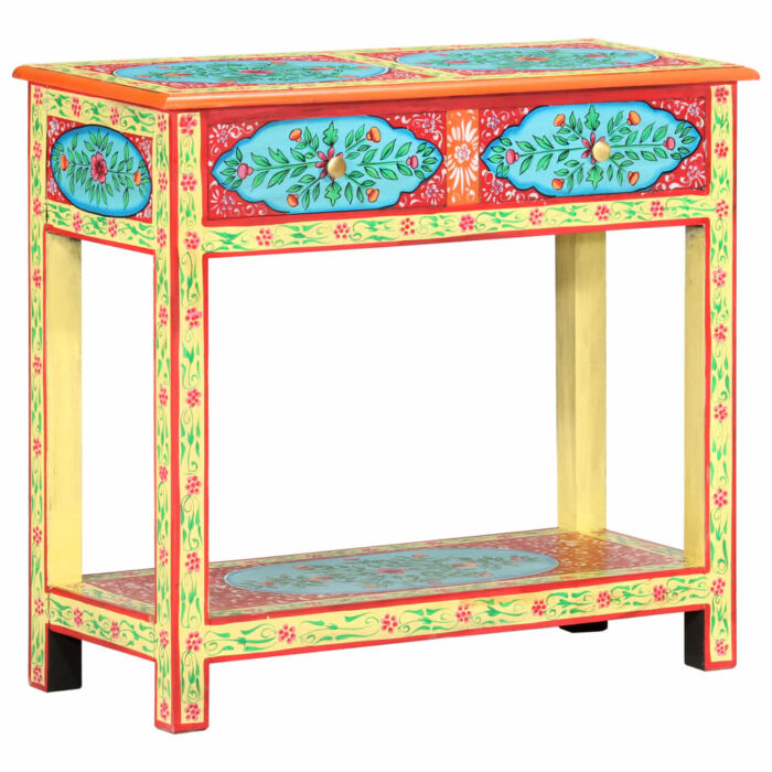 Table console peinte à la main 80x35x75 cm Bois de manguier – Image 9