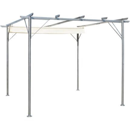 Pergola avec toit rétractable Blanc crème 3 x 3 m Acier