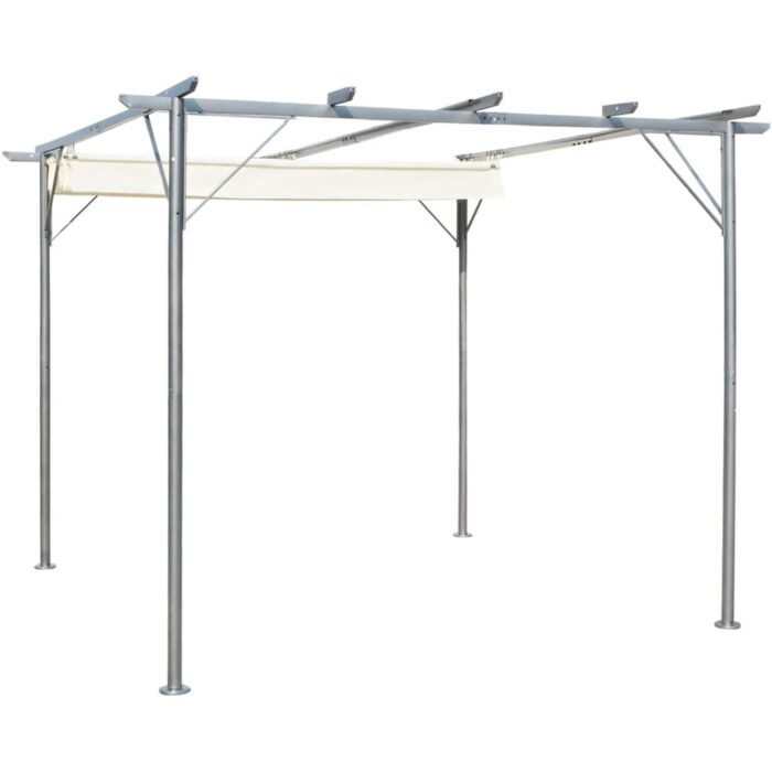 Pergola avec toit rétractable Blanc crème 3 x 3 m Acier – Image 1