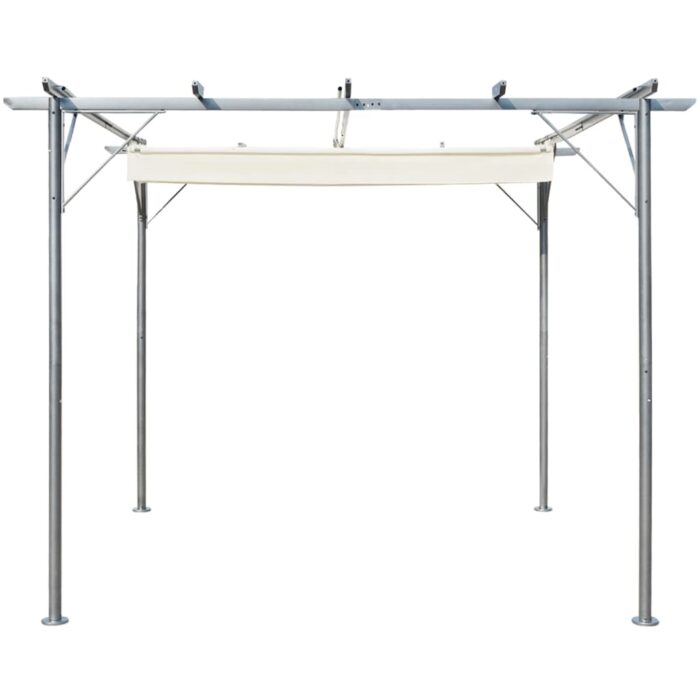 Pergola avec toit rétractable Blanc crème 3 x 3 m Acier – Image 2