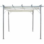 Pergola avec toit rétractable Blanc crème 3 x 3 m Acier – Image 3