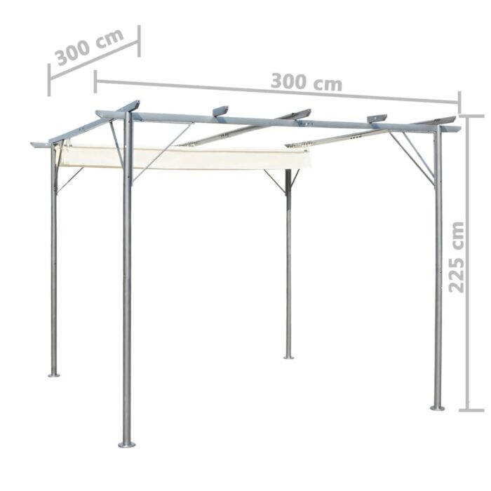 Pergola avec toit rétractable Blanc crème 3 x 3 m Acier – Image 6