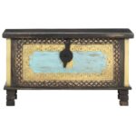 Coffre de rangement Noir 80x40x45 cm Bois de manguier massif – Image 3