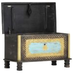 Coffre de rangement Noir 80x40x45 cm Bois de manguier massif – Image 4