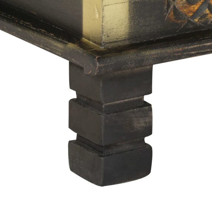 Coffre de rangement Noir 80x40x45 cm Bois de manguier massif – Image 5