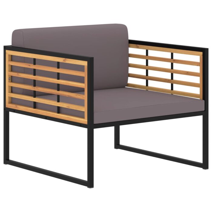 Chaises de jardin et coussins lot de 2 Bois d'acacia Gris foncé – Image 1