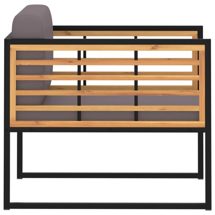 Chaises de jardin et coussins lot de 2 Bois d'acacia Gris foncé – Image 2