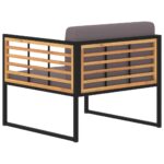 Chaises de jardin et coussins lot de 2 Bois d'acacia Gris foncé – Image 3