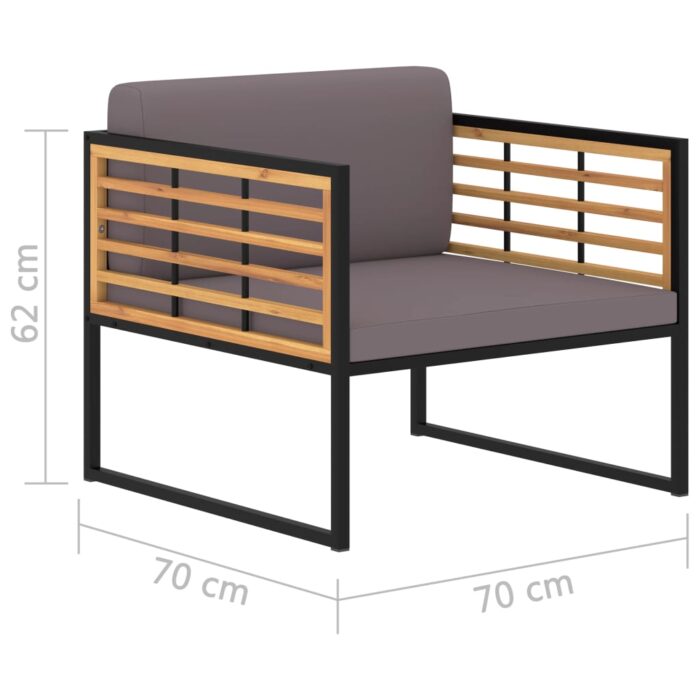 Chaises de jardin et coussins lot de 2 Bois d'acacia Gris foncé – Image 7