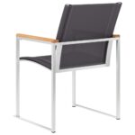 Chaises de jardin lot de 4 Textilène et acier inoxydable Gris – Image 4
