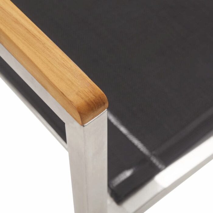 Chaises de jardin lot de 4 Textilène et acier inoxydable Gris – Image 6