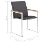 Chaises de jardin lot de 4 Textilène et acier inoxydable Gris – Image 7