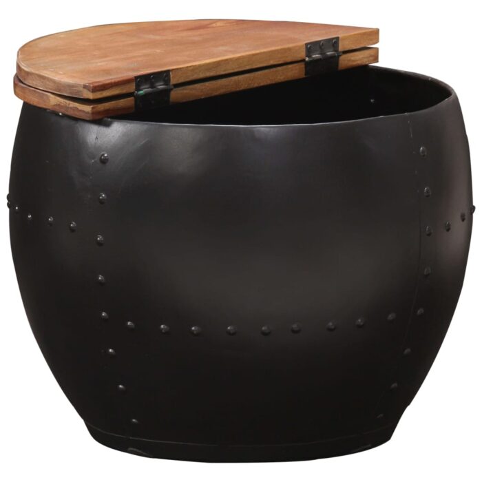 Table basse 53x43 cm Bois de récupération massif – Image 3