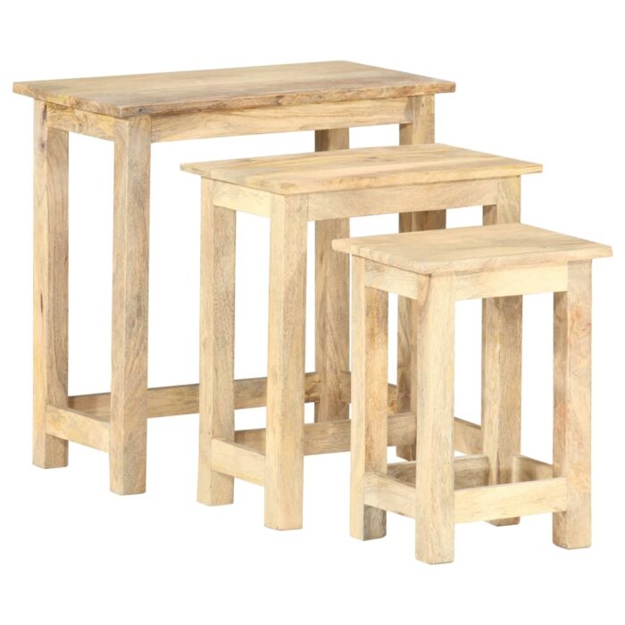 Tables gigognes 3 pcs Bois solide de manguier – Image 12