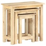 Tables gigognes 3 pcs Bois solide de manguier – Image 2