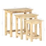Tables gigognes 3 pcs Bois solide de manguier – Image 8