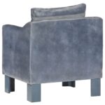 Chaise cabriolet Gris cuir véritable – Image 3