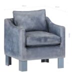 Chaise cabriolet Gris cuir véritable – Image 6