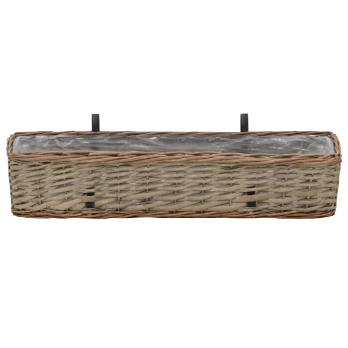 Jardinières de balcon 2 pcs osier avec revêtement en PE 80 cm – Image 2