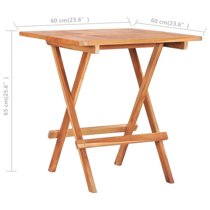 Table de bistro pliable 60x60x65 cm Bois de teck solide – Image 6