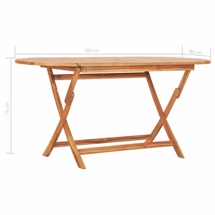 Table pliable de jardin 160x80x75 cm Bois de teck solide – Image 5