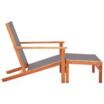 Chaise de jardin et repose-pied Gris Eucalyptus et textilène – Image 2