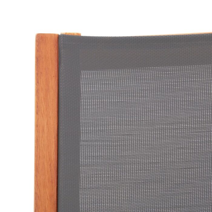 Chaise de jardin et repose-pied Gris Eucalyptus et textilène – Image 6