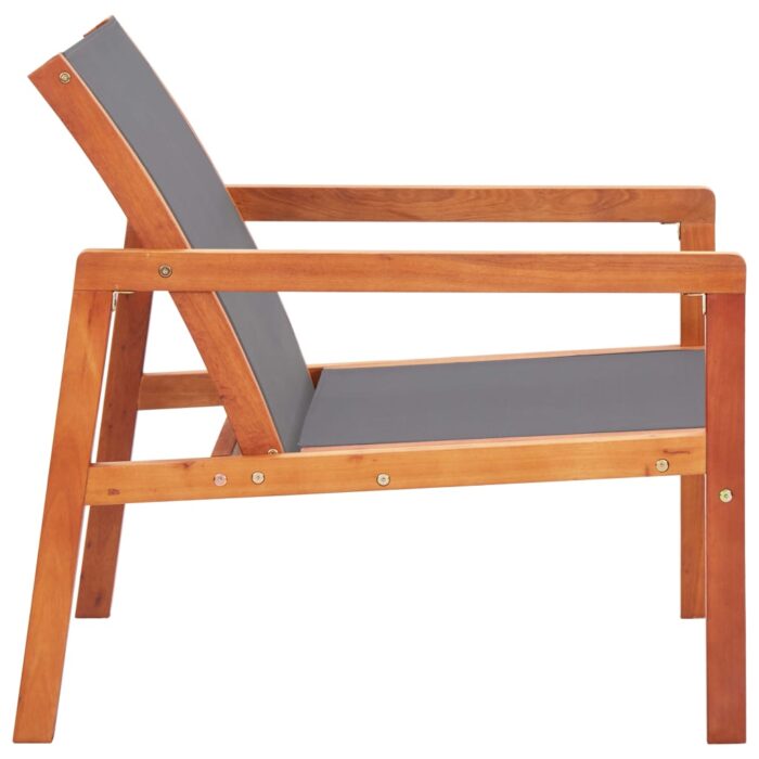 Chaise de jardin Gris Bois d'eucalyptus solide et textilène – Image 2