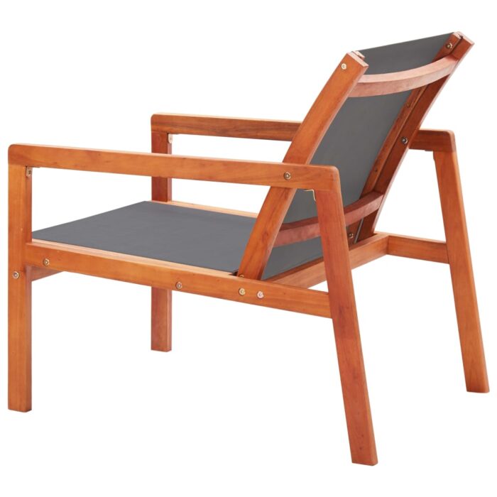Chaise de jardin Gris Bois d'eucalyptus solide et textilène – Image 3