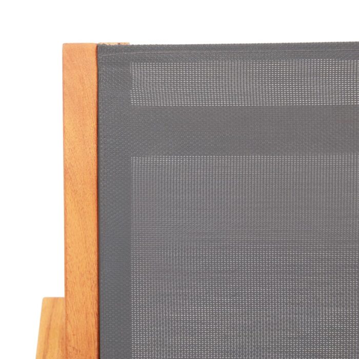 Chaise de jardin Gris Bois d'eucalyptus solide et textilène – Image 5